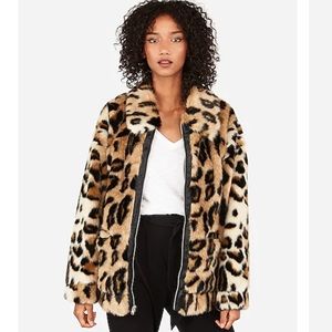 Express Faux Fur Cheetah Print Coat